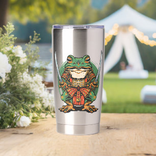 Samurai kikker krijger Thermische Bekermantel Geïsoleerde Drinkbeker