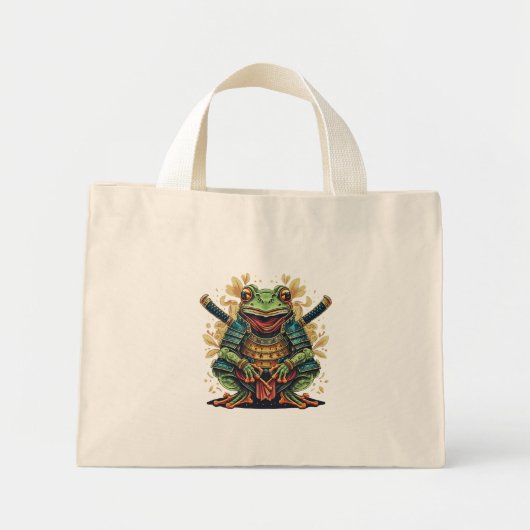 Samurai kikker krijger Tiny Tote Mini Tote Bag (Voorkant)