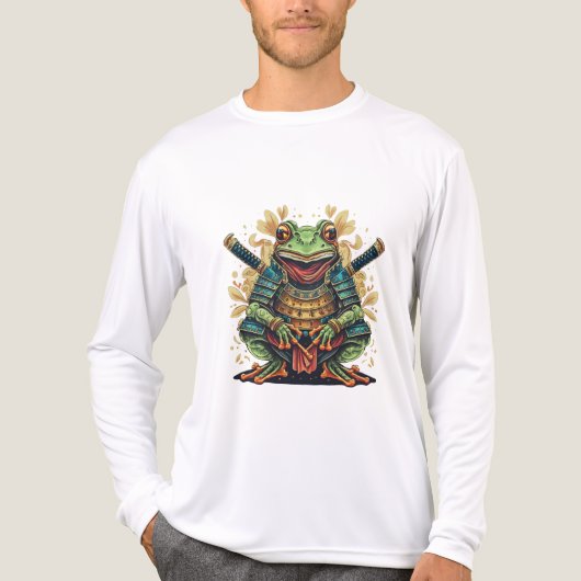 Samurai kikker krijger Tri-blend T-shirt met lange (Voorkant volledig)