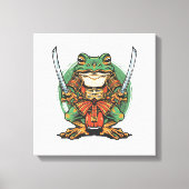 Samurai kikker krijger uitgerekt canvas print (Voorkant)