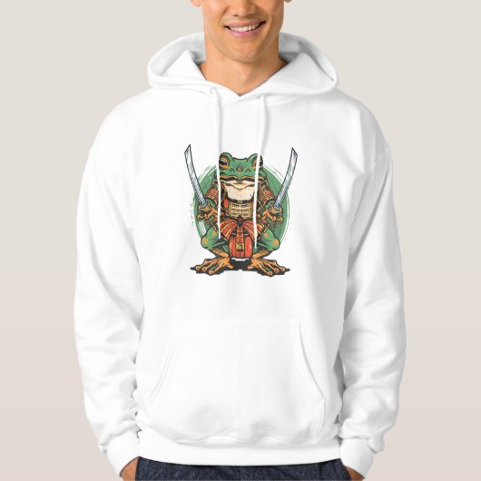Samurai kikker krijger volwassenen pullover hoodie (Voorkant)