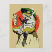 Samurai Kikker met Rode Zon Esthetiek Briefkaart (Voorkant)