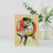 Samurai Kikker met Rode Zon Esthetiek Briefkaart (Staand voorkant)