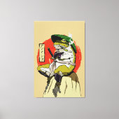 Samurai kikker met rode zon esthetiek canvas afdruk (Voorkant)