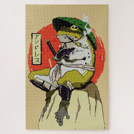 Samurai Kikker met Rode Zon Esthetiek Legpuzzel (Verticaal)