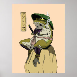 Samurai Kikker Poster Nep Canvas Print Acryl Prent
