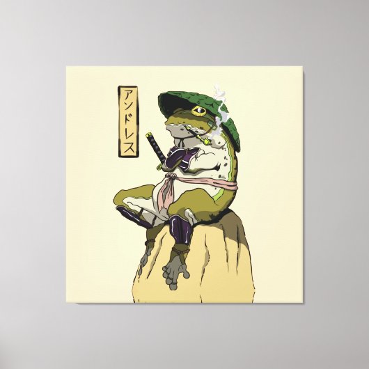 Samurai Kikker Poster Nep Canvas Print Acryl Prent (Voorkant)