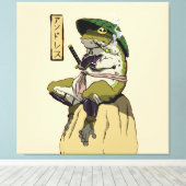 Samurai Kikker Poster Nep Canvas Print Acryl Prent (Insitu (Houten vloer))