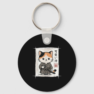 Samurai Kitten Japans Anime Kawaii Funny Cat Manne Sleutelhanger