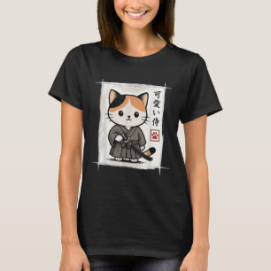 Samurai Kitten Japans Anime Kawaii Funny Cat Manne T-shirt