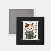 Samurai Kitten Japanse Anime Kawaii Grappige Kat M Magneet (Voorkant / Achterkant)