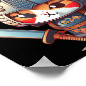 Samurai Kitten Kawaii Japanse kunst voor Anime Lov Poster (Hoek)