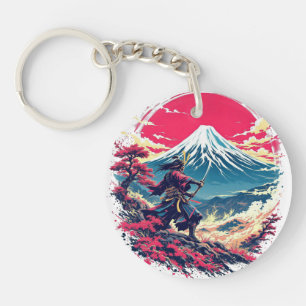 Samurai-krijger bij Mount Fuji Japanse Kunst Sleutelhanger