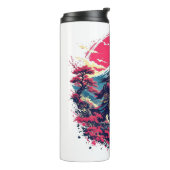 Samurai-krijger bij Mount Fuji Japanse Kunst Thermosbeker (Gedraaid links)