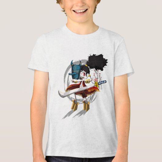 Samurai krijger Chibi duivel masker Tri-Blend Shirt (Voorkant)
