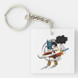 Samurai krijger Chibi duivelsmasker Sleutelhanger
