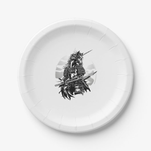 Samurai Krijger Eenhoorn (1) Papieren Bordje (Voorkant)