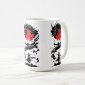 Samurai Krijger en Draak Strijd Koffiemok (Voorkant rechts)