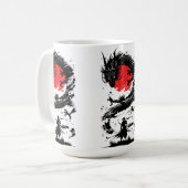 Samurai Krijger en Draak Strijd Koffiemok (Voorkant links)