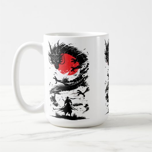 Samurai Krijger en Draak Strijd Koffiemok (Links)