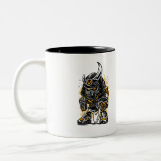 Samurai krijger gasmaskerkunst | Felle moderne Sam Tweekleurige Koffiemok