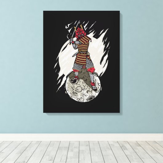 Samurai Krijger Gift Kinder Astronaut Japan Samura Canvas Afdruk (Insitu (Houten vloer))