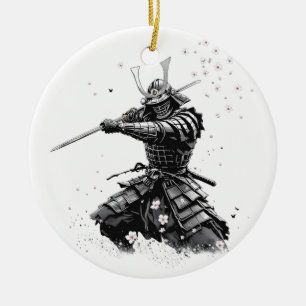 Samurai-krijger in actie Japanse kunst keramiek  Keramisch Ornament