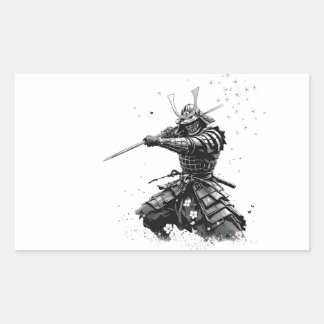 Samurai-krijger in actie Japanse kunst keramiek Rechthoekige Sticker