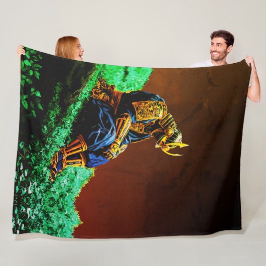 Samurai-krijger in gouden harnas – Episch Japans Fleece Deken (In situ)
