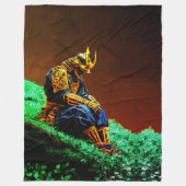 Samurai-krijger in gouden harnas – Episch Japans Fleece Deken (Voorkant)