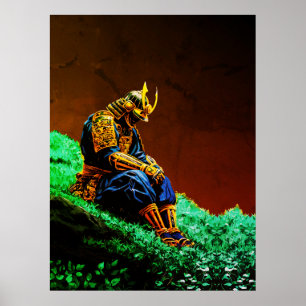 Samurai-krijger in gouden harnas – Episch Japans Poster