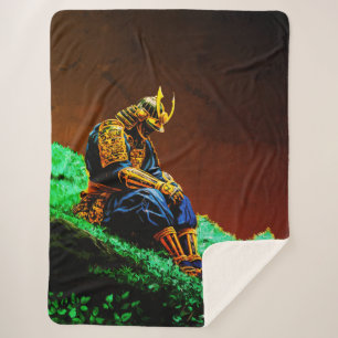 Samurai-krijger in gouden harnas – Episch Japans Sherpa Deken