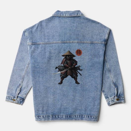 Samurai Krijger Kat Denim Jacket (Achterkant)