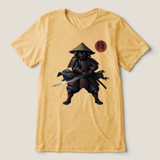 Samurai Krijger Kat Tri-Blend Shirt (Design voorkant)