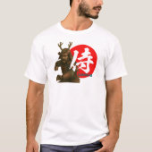 Samurai krijger met rijzende zon en kanji t-shirt (Voorkant)