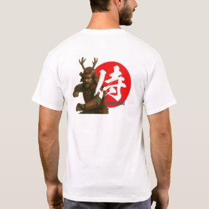 Samurai krijger met rijzende zon en kanji t-shirt