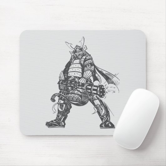 Samurai-krijger met snelvuurkanon muismat (Met muis)