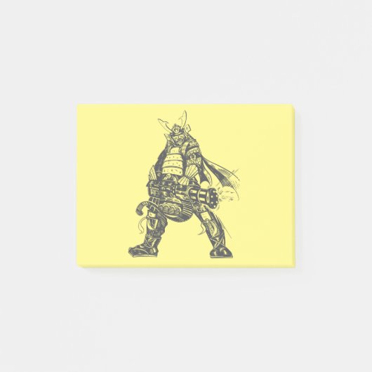 Samurai-krijger met snelvuurkanon post-it® notes (Voorkant)
