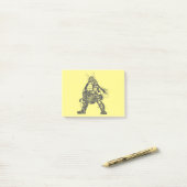 Samurai-krijger met snelvuurkanon post-it® notes (Op bureau)