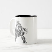 Samurai-krijger met snelvuurkanon tweekleurige koffiemok (Voorkant links)