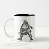 Samurai-krijger met snelvuurkanon tweekleurige koffiemok (Links)