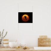 Samurai-krijger Silhouet Tegen Oranje Zon Poster (Keuken)