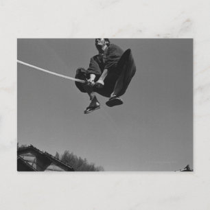 Samurai krijger sprong aanval met een zwaard 3 briefkaart