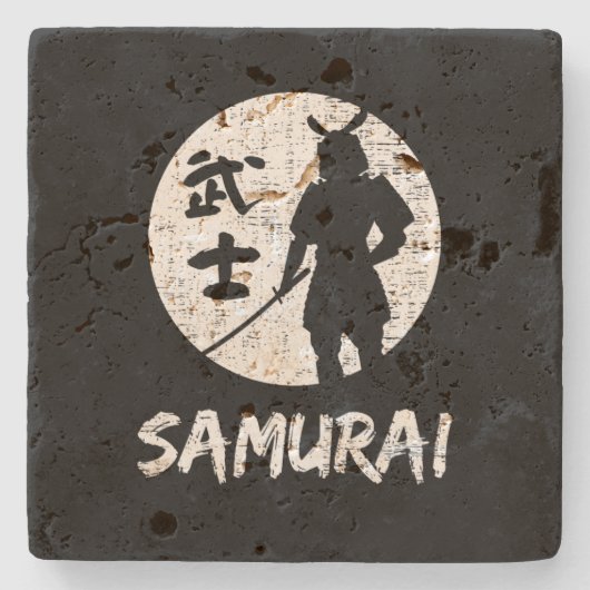 Samurai Krijger Stenen Onderzetter (Voorkant)