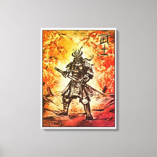 Samurai Krijger ; Traditionele Japanse Kunst Canvas Afdruk (Voorkant)