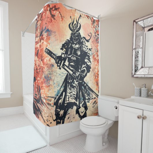 Samurai Krijger ; Traditionele Japanse Kunst Douchegordijn (In situ)