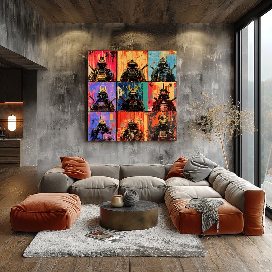 Samurai krijgersportretten in vette graffiti kunst poster