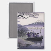 Samurai-magneet met Mount Fuji Japanse kunst Magneet (Voorkant / Achterkant)