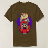 Samurai Maneki Neko Ninja Bushido Kawaii Daruma Ae T-shirt (Design voorkant)