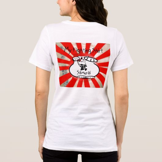Samurai Maneki Neko Vechten Shirt (Achterkant)